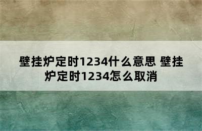 壁挂炉定时1234什么意思 壁挂炉定时1234怎么取消